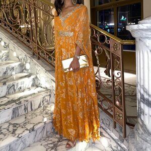 Kynah Salmah Rust Orange Kaftan, XS
